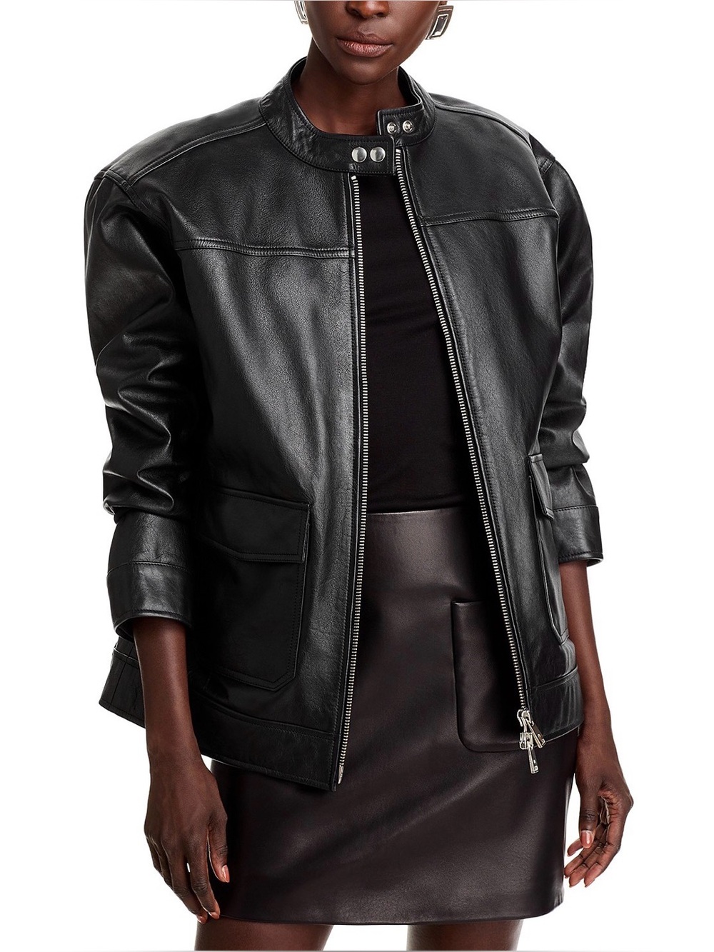Anine Bing black Henry leather jacket  medium